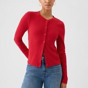 Gap Ribbed Cardigan Size XS Modern Red NWT Long Sleeve Button Down